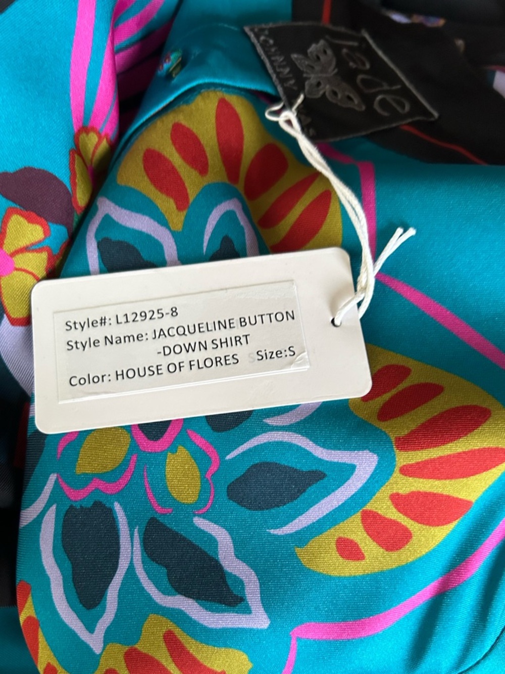 NWT Johnny Was Jade Blue Green JACQUELINE BUTTON DOWN SHIRT HOUSE OF FLORES Sz S - Picture 12 of 13